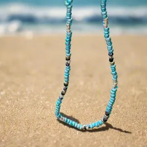 Blue Beaded Choker Made With Japanese Seed Beads