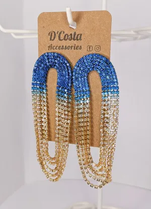 Blue Gradient Rhinestone Earrings