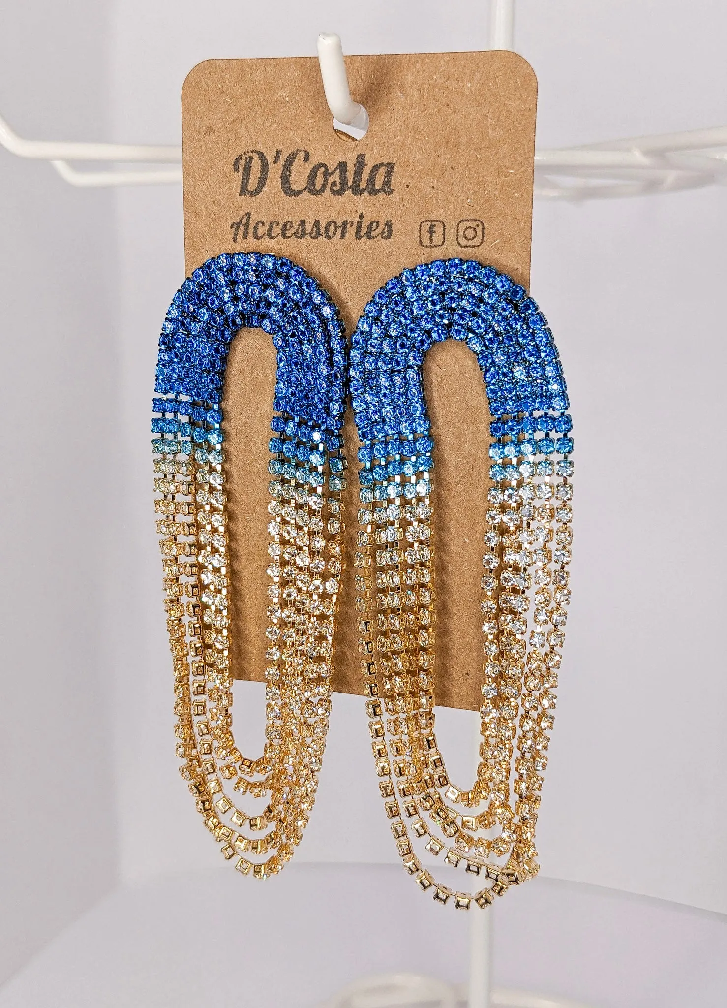 Blue Gradient Rhinestone Earrings