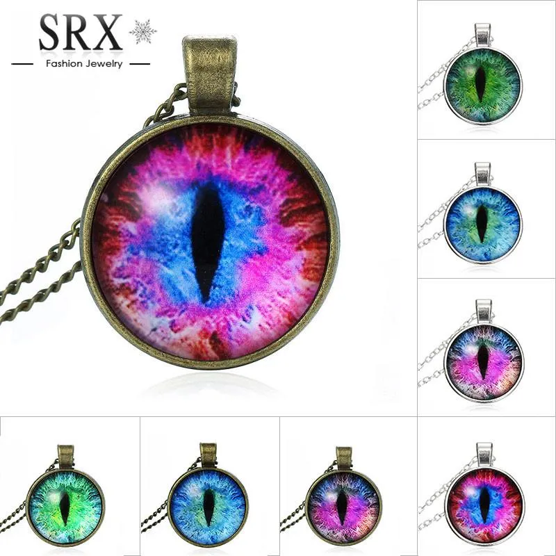 Blue Green Cat Eye Pendant Necklace