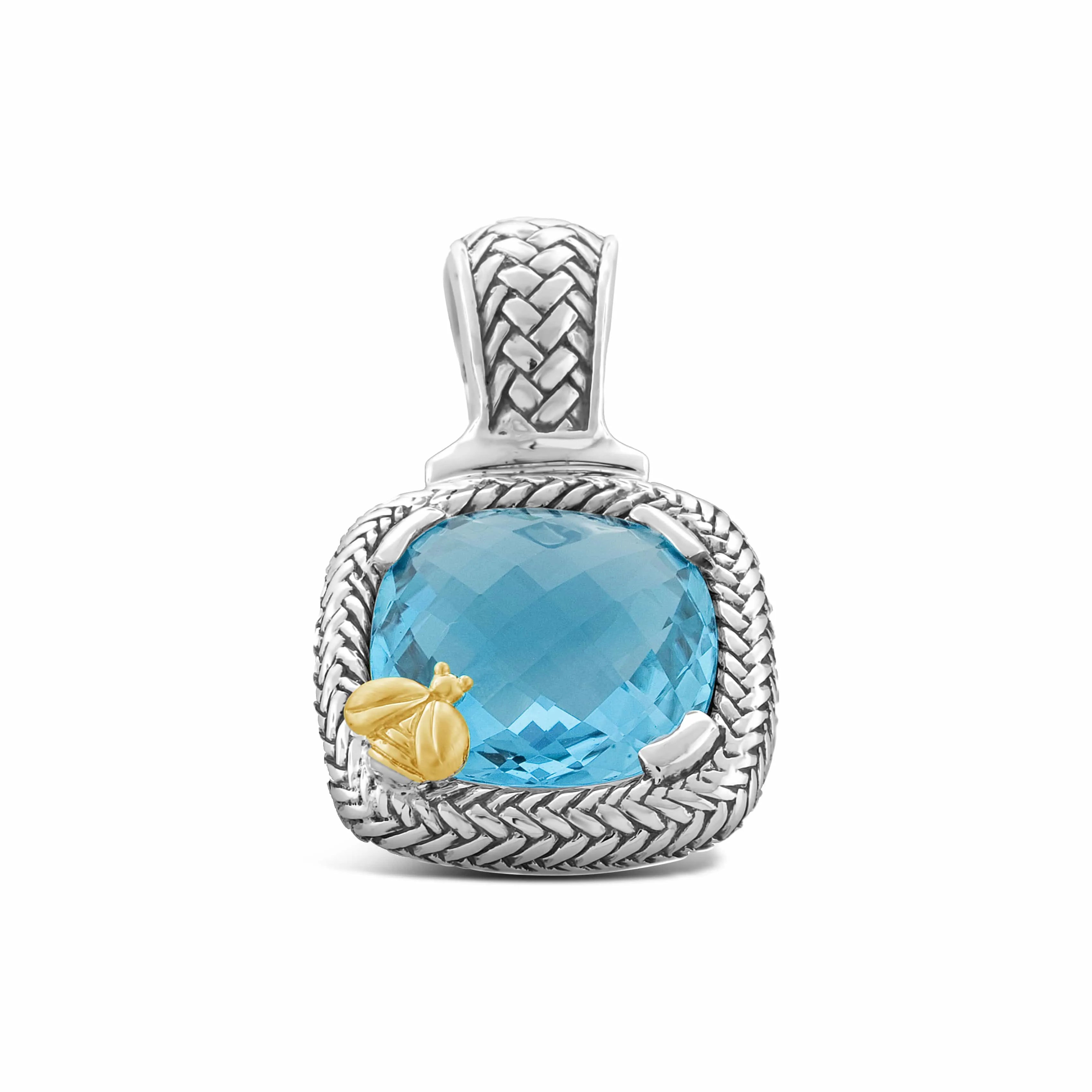 Blue Topaz Pendant | Gold Bee Trenza Sterling Silver Blue Topaz Pendant