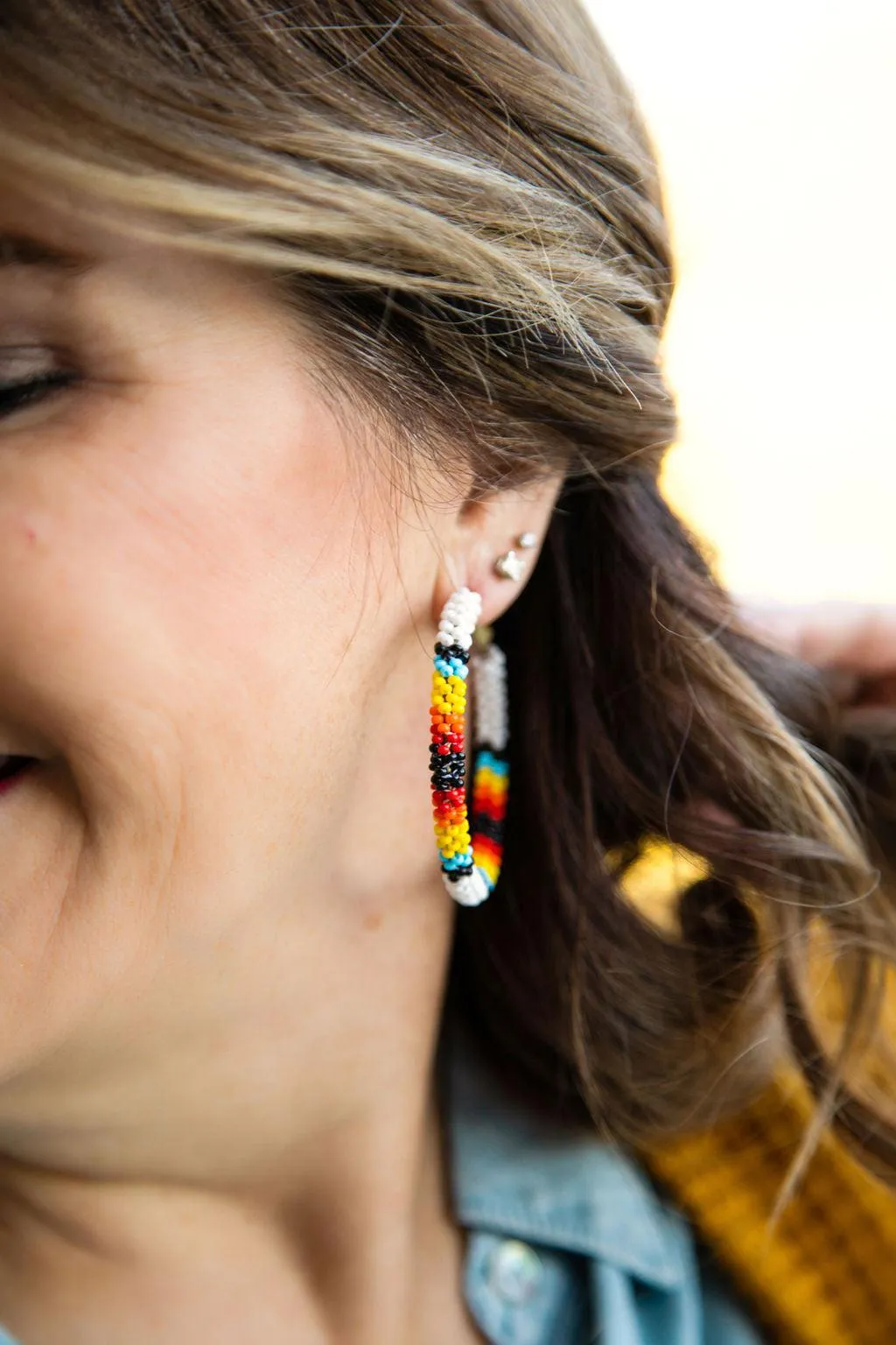 Bold Beaded Hoops