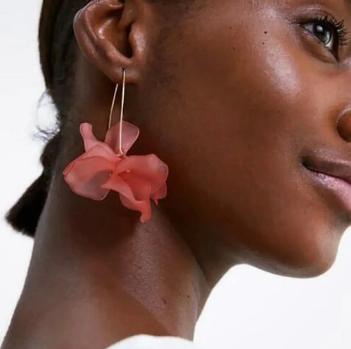 Bold Coral Floral Earrings