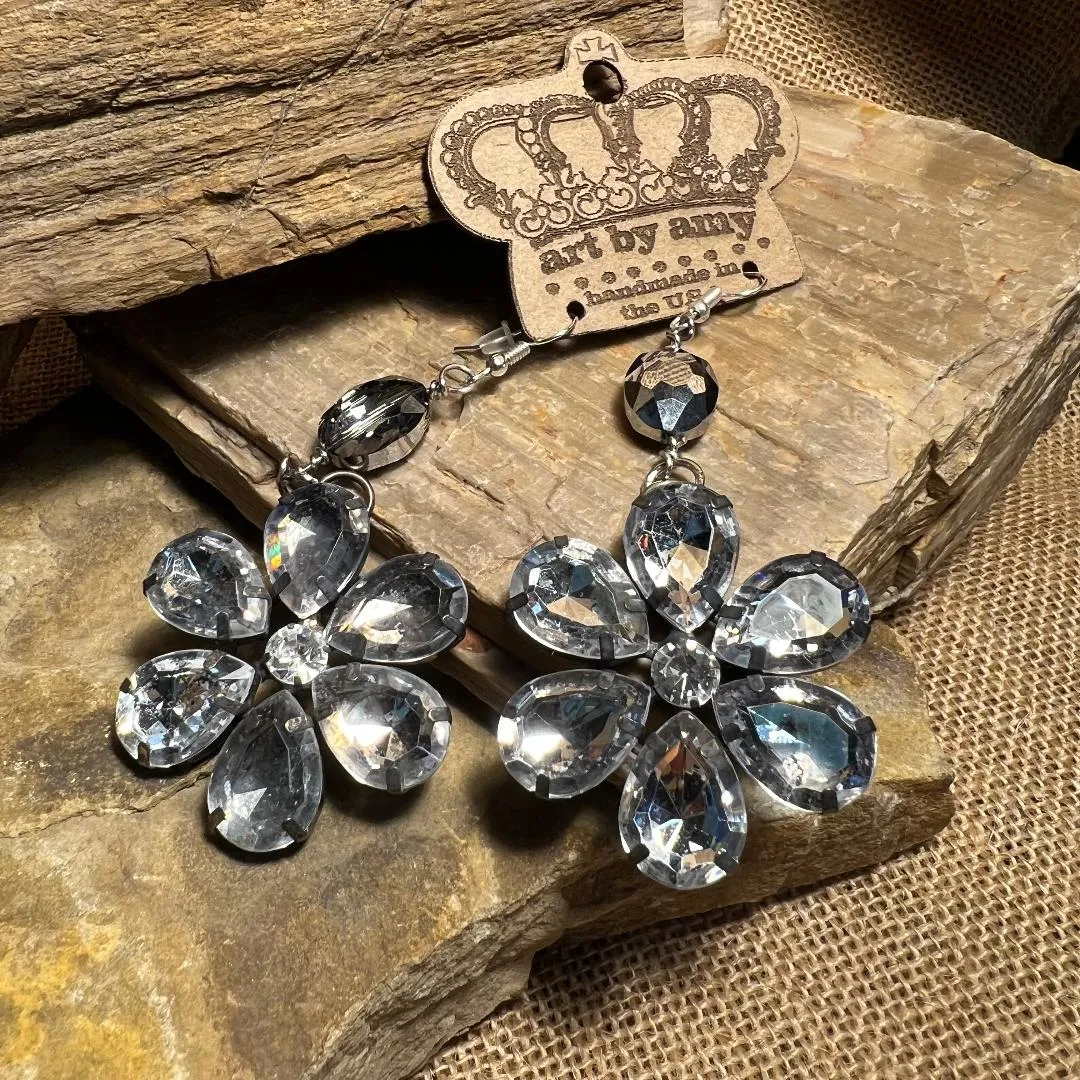 Bold Crystal Flower Earrings