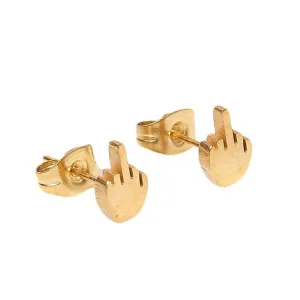 Bold Expression: Unisex Middle Finger Stud Earrings