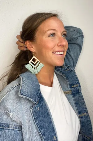 Bold Love Fringe Earrings - Mint