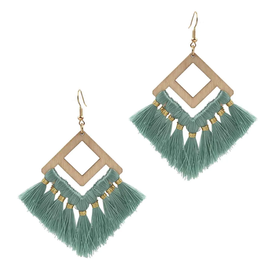 Bold Love Fringe Earrings - Mint