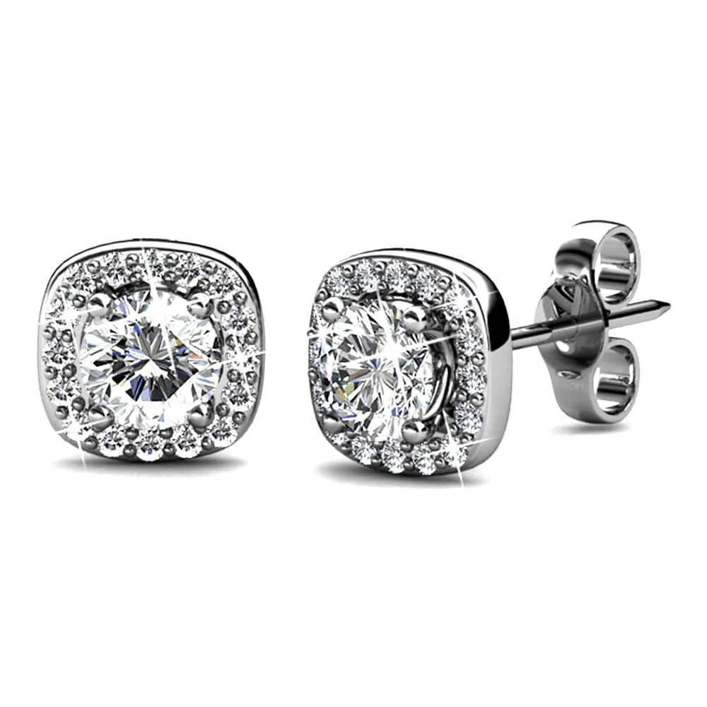 Boxed Athena's Beauty Dangle Earrings & Lux Studs Set In White Gold