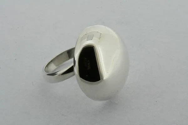 Bubble disc ring - sterling silver