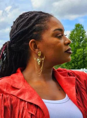 Bull's Head Glam Dangle Earrings