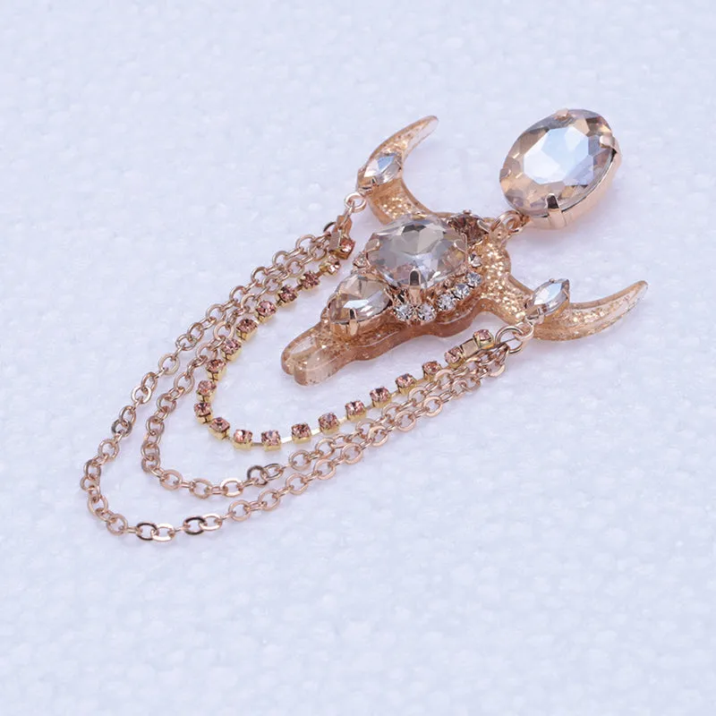 Bull's Head Glam Dangle Earrings