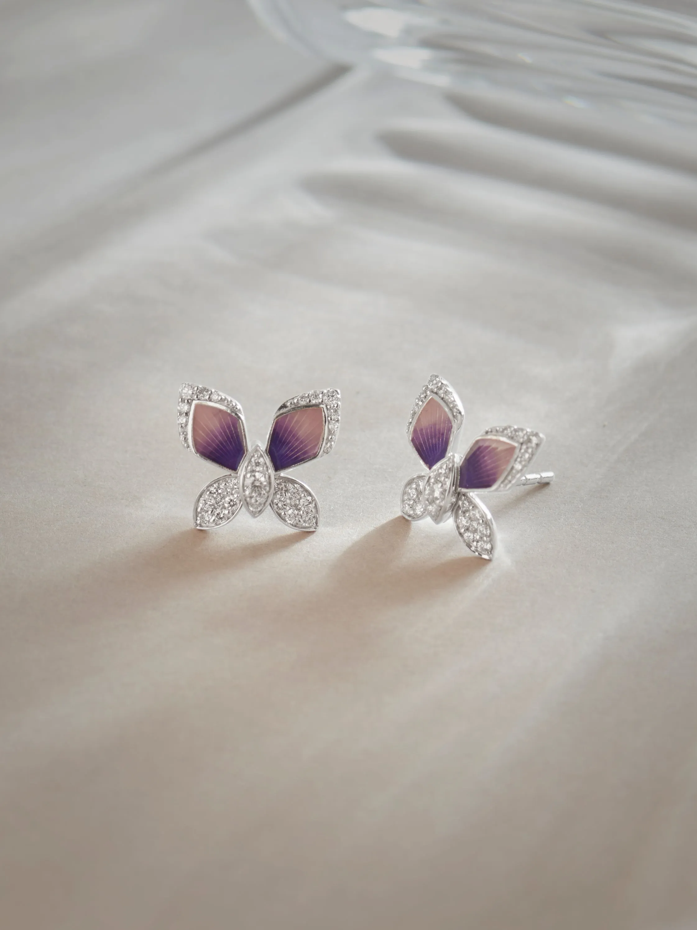 Butterfly Enamel Diamond Earrings