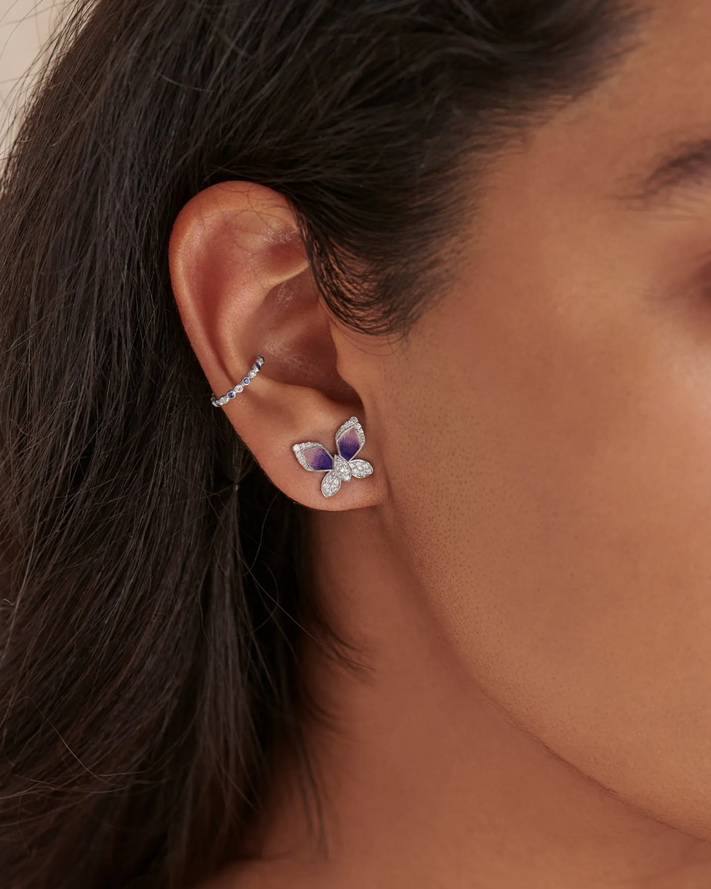 Butterfly Enamel Diamond Earrings
