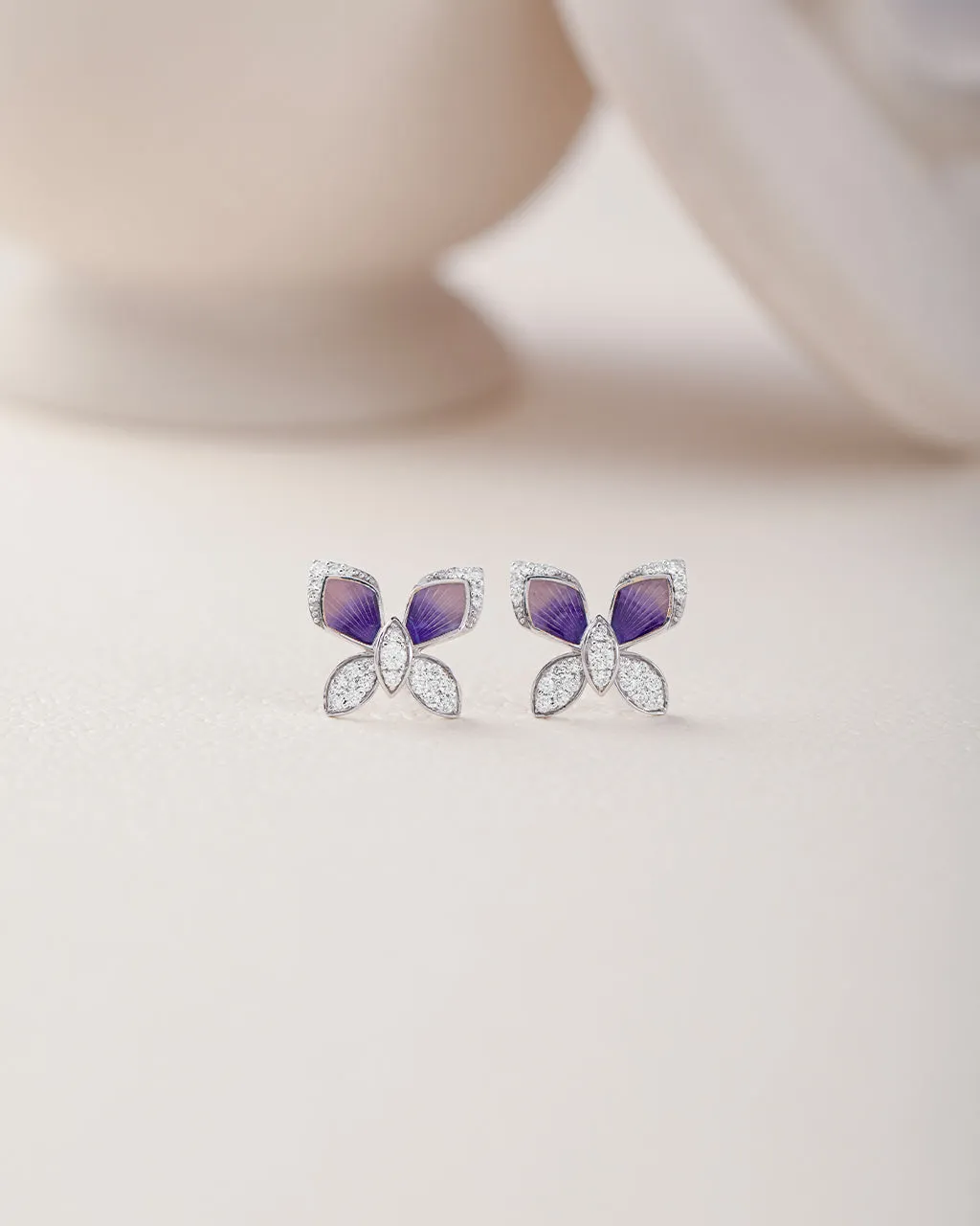 Butterfly Enamel Diamond Earrings