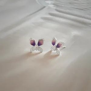 Butterfly Enamel Diamond Earrings