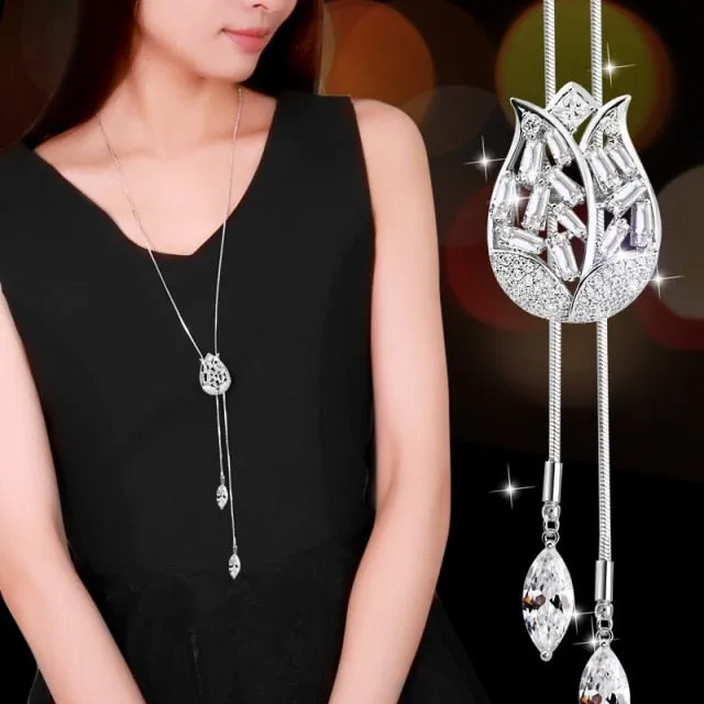 BYSPT Long Necklaces& Pendants for Women Collier Femme Geometric Statement Colar Maxi Fashion Crystal Jewelry Bijoux