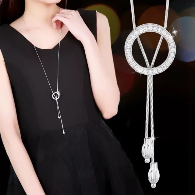 BYSPT Long Necklaces& Pendants for Women Collier Femme Geometric Statement Colar Maxi Fashion Crystal Jewelry Bijoux