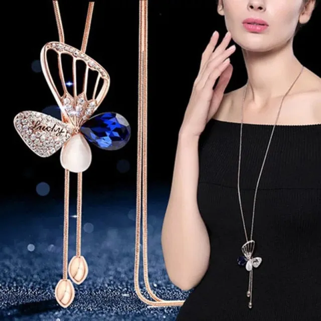 BYSPT Long Necklaces& Pendants for Women Collier Femme Geometric Statement Colar Maxi Fashion Crystal Jewelry Bijoux