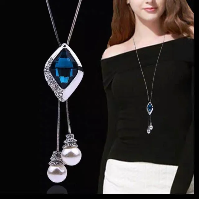BYSPT Long Necklaces& Pendants for Women Collier Femme Geometric Statement Colar Maxi Fashion Crystal Jewelry Bijoux