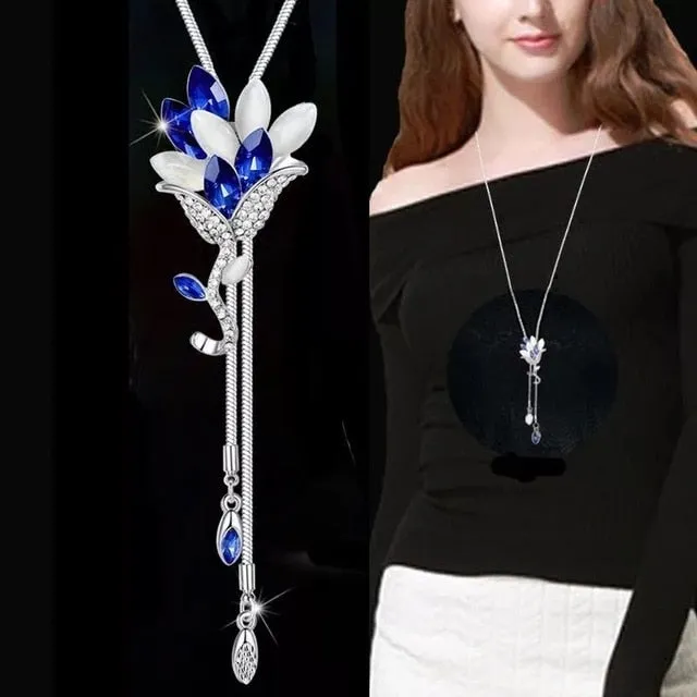 BYSPT Long Necklaces& Pendants for Women Collier Femme Geometric Statement Colar Maxi Fashion Crystal Jewelry Bijoux
