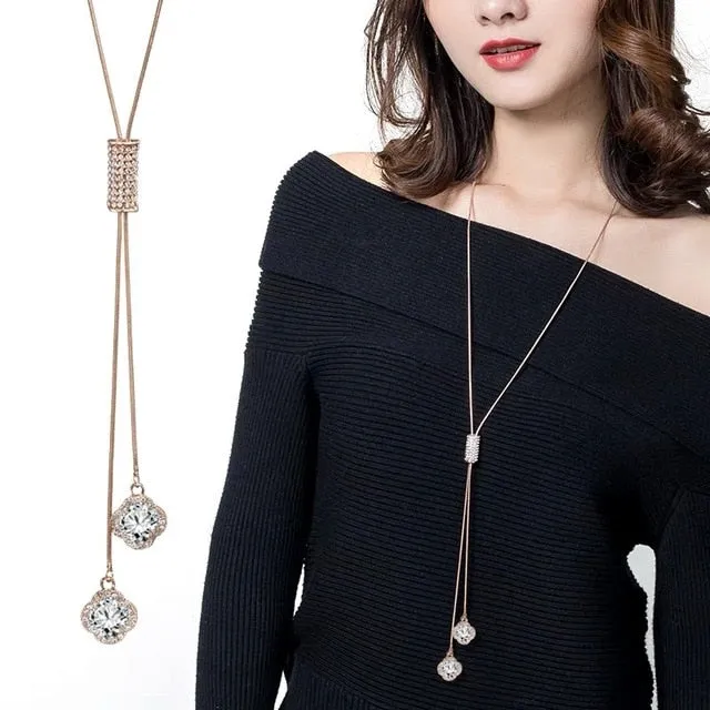 BYSPT Long Necklaces& Pendants for Women Collier Femme Geometric Statement Colar Maxi Fashion Crystal Jewelry Bijoux