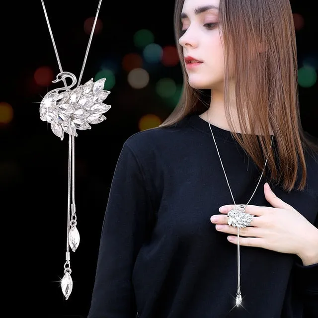 BYSPT Long Necklaces& Pendants for Women Collier Femme Geometric Statement Colar Maxi Fashion Crystal Jewelry Bijoux