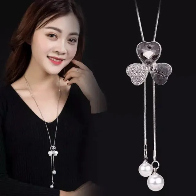 BYSPT Long Necklaces& Pendants for Women Collier Femme Geometric Statement Colar Maxi Fashion Crystal Jewelry Bijoux