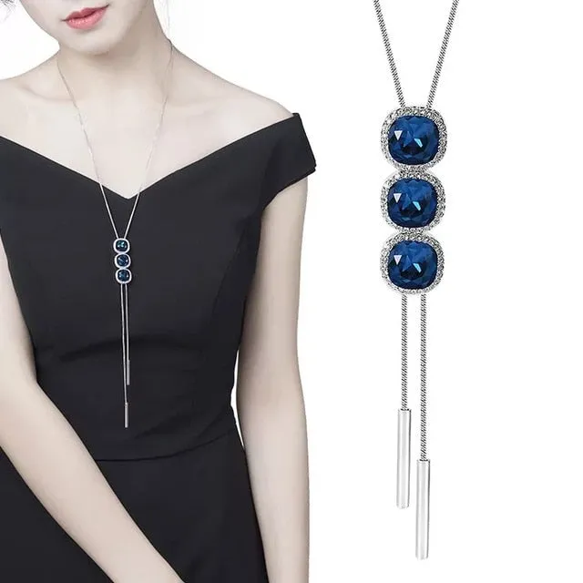 BYSPT Long Necklaces& Pendants for Women Collier Femme Geometric Statement Colar Maxi Fashion Crystal Jewelry Bijoux