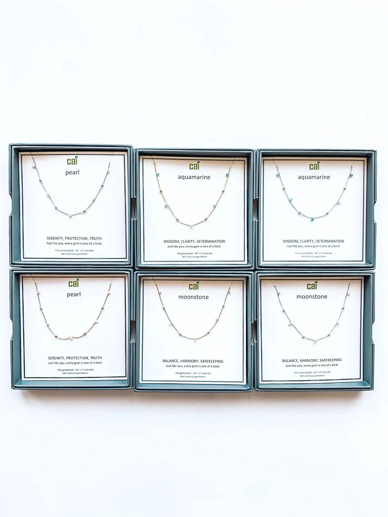 CAI Silver Satellite Gemstone Necklaces