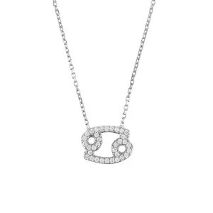 Cancer Pendant Necklace in Silver Zircon