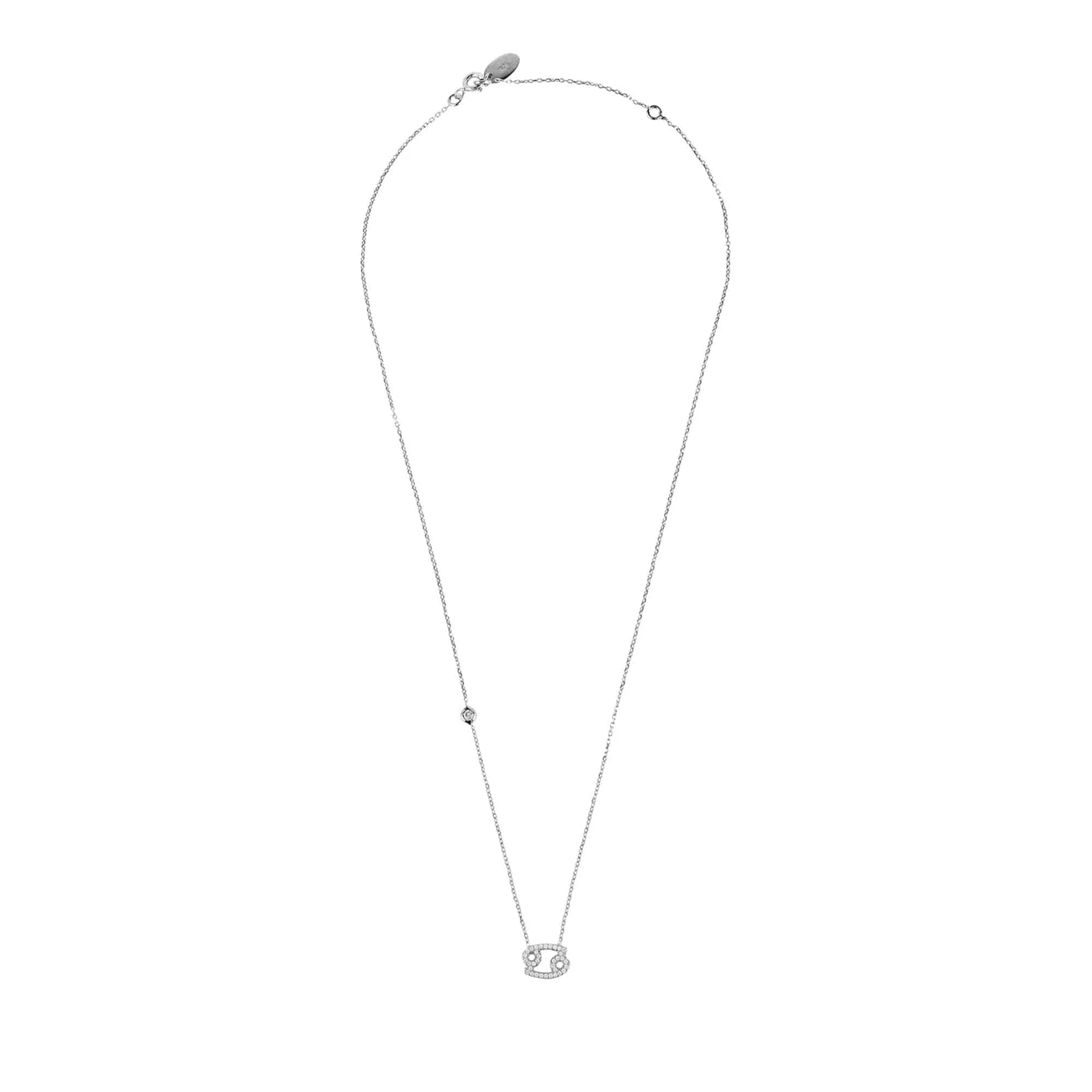 Cancer Pendant Necklace in Silver Zircon
