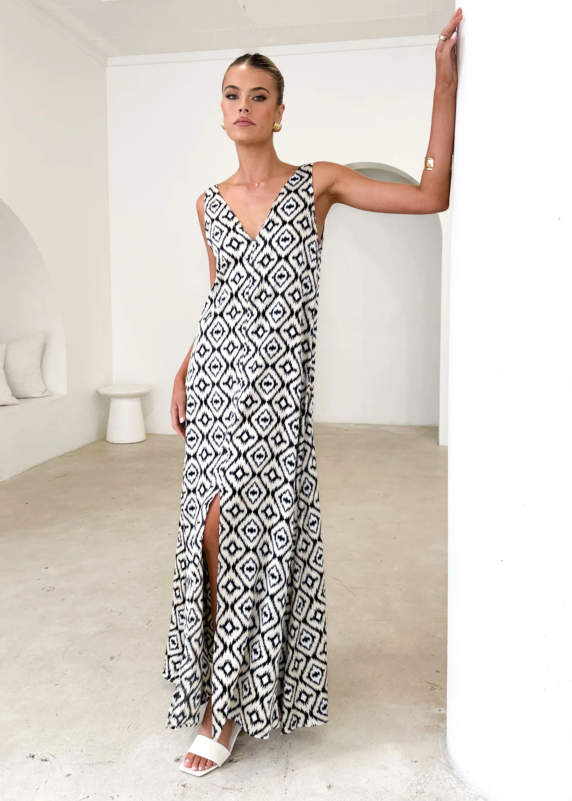 Cantina Maxi Dress - Cream Ikat