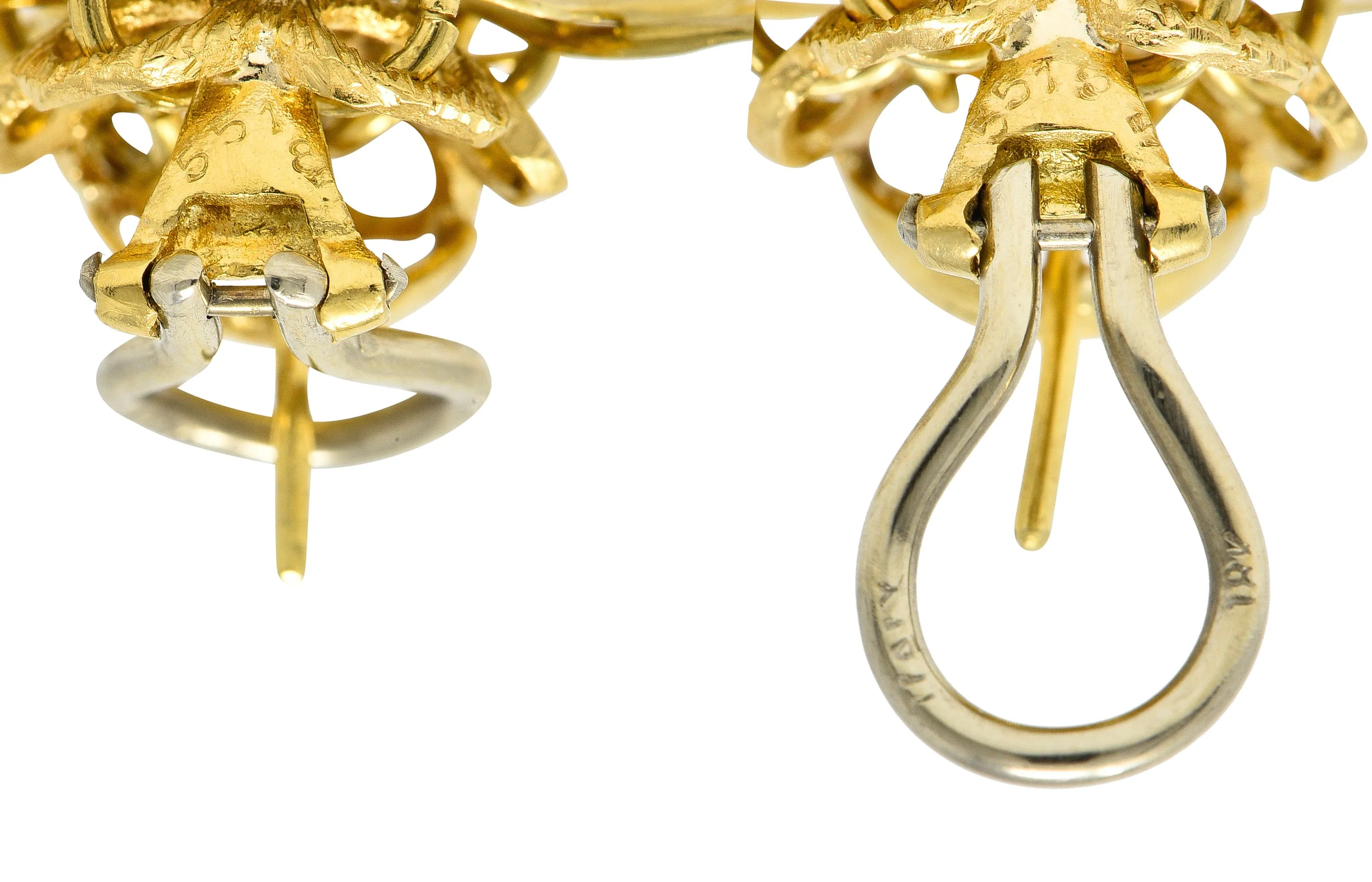 Cartier 1960's 18 Karat Yellow Gold Hammered Multi-Hoop Tiered Vintage Modernist Earrings