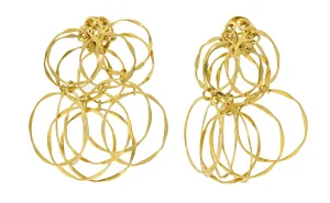 Cartier 1960's 18 Karat Yellow Gold Hammered Multi-Hoop Tiered Vintage Modernist Earrings