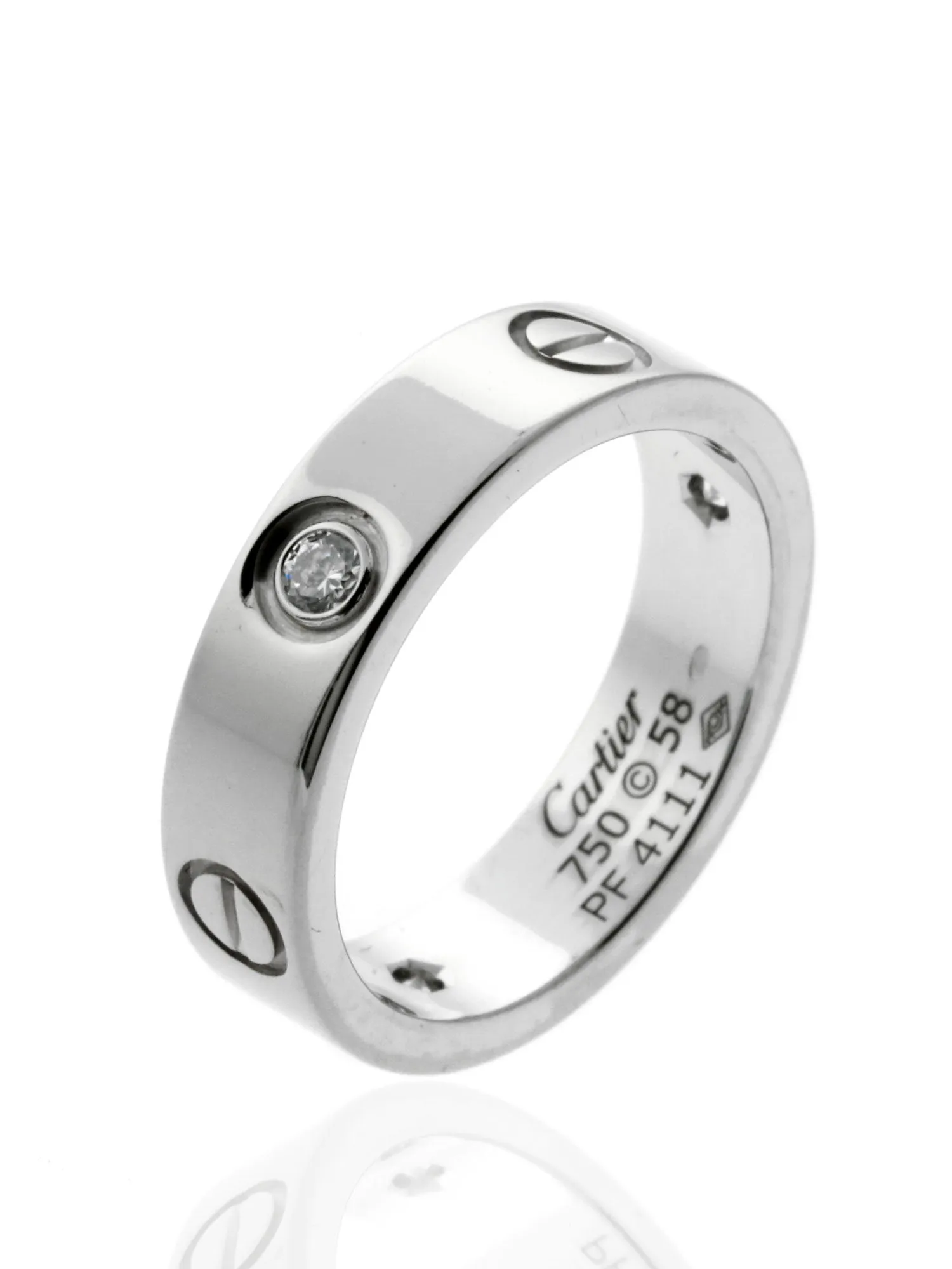 Cartier Love 3 Diamond Ring in 18k White Gold Sz 58