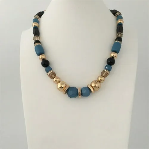 Casual Gold Color Plating Black Brown Acrylic Antique Metallic Linked