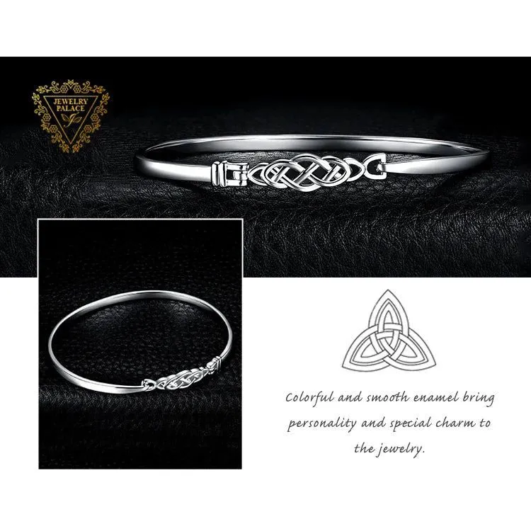 Celtic Elegance: Vintage 925 Sterling Silver Knot Bangle Bracelet for Women
