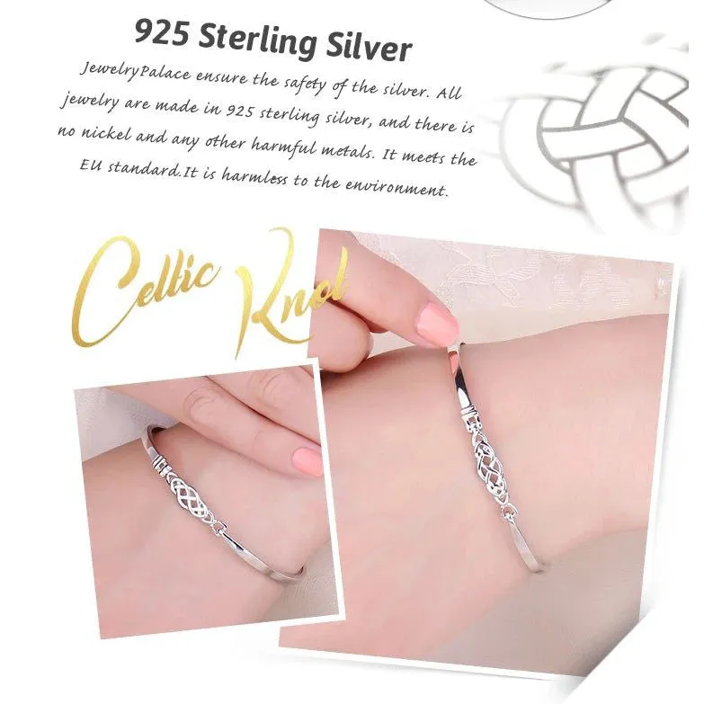 Celtic Elegance: Vintage 925 Sterling Silver Knot Bangle Bracelet for Women