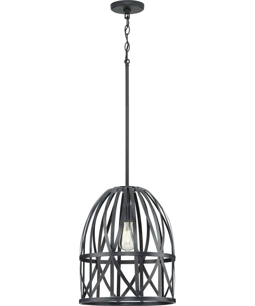 Chastain  1-Light Basket Farmhouse Pendant Light Cerused Black Oak
