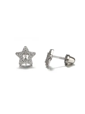 Cherished Moments Girls Sterling Silver Open Star Screw Back Earrings