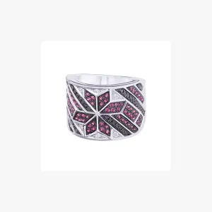 Christmas Inspired Modern Diamond Ring with Ruby