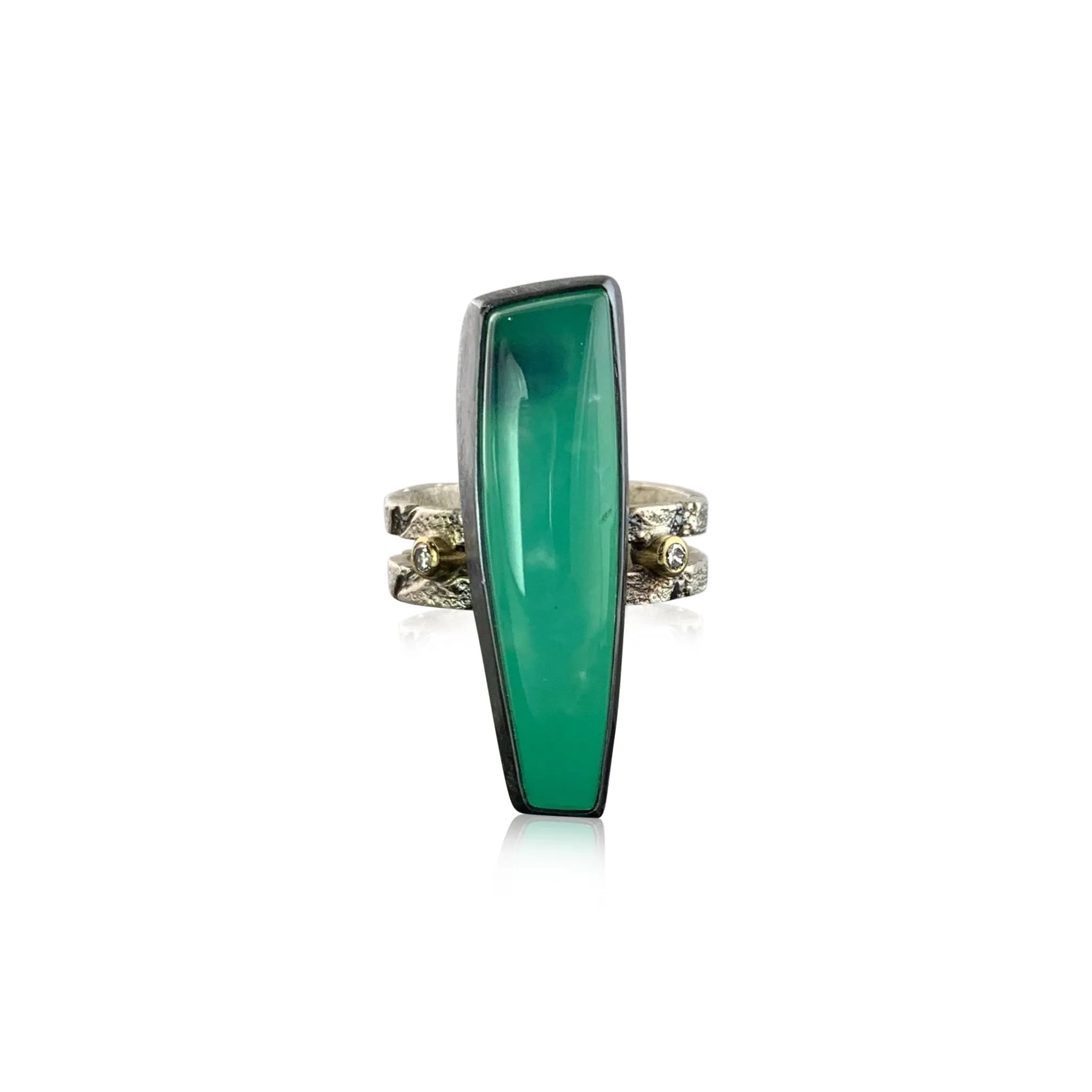 Chrysoprase Double Band Ring