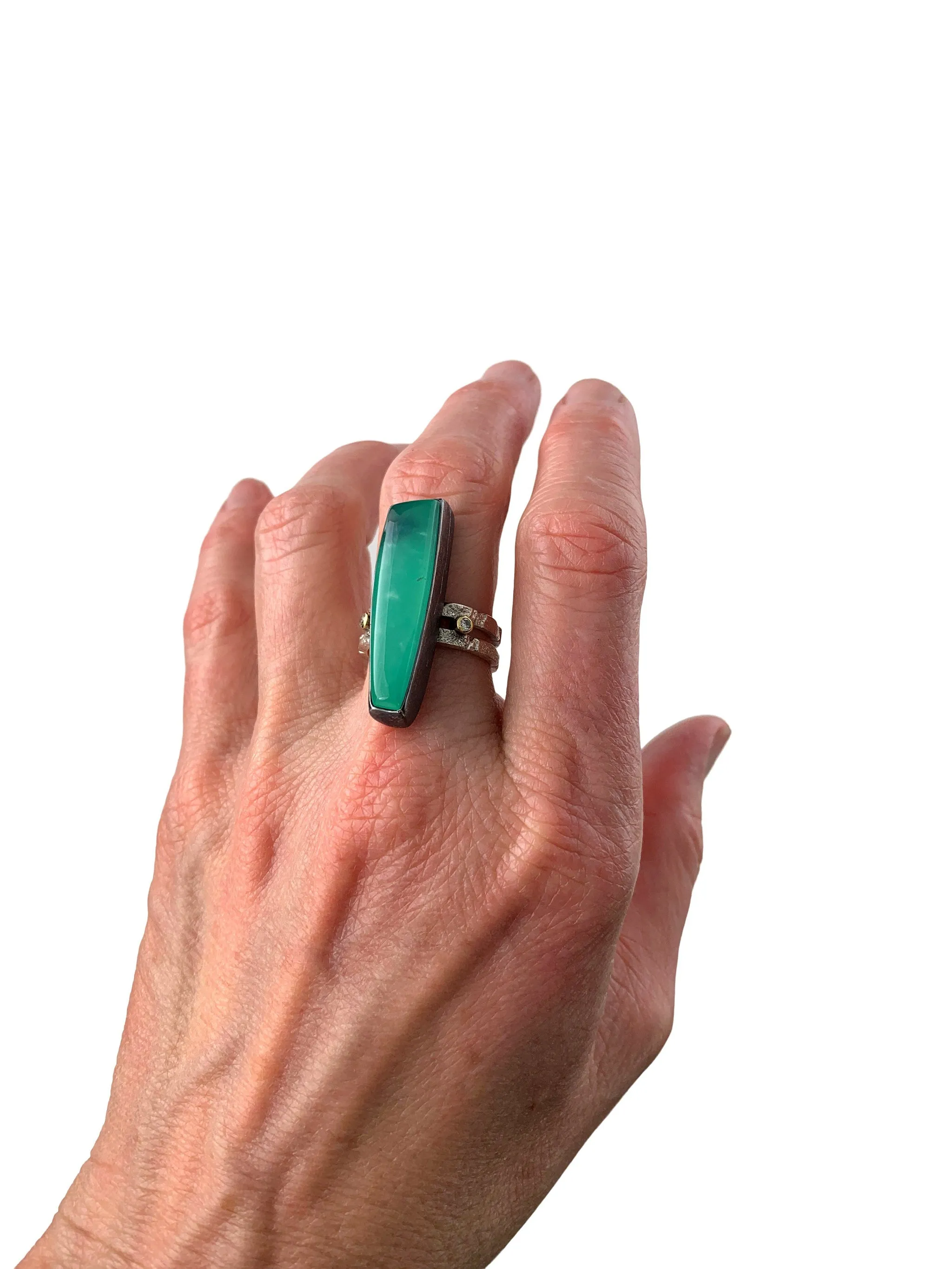 Chrysoprase Double Band Ring