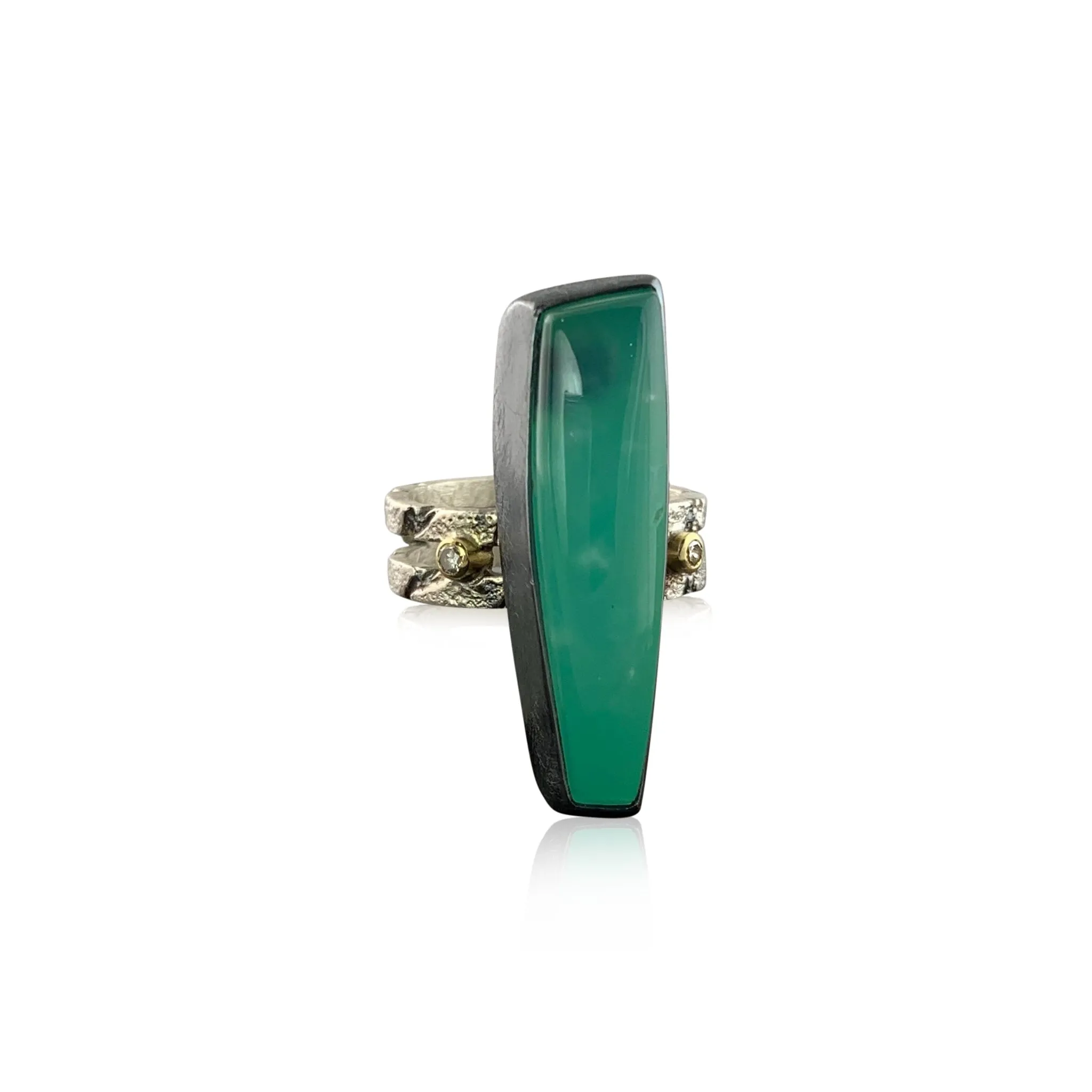 Chrysoprase Double Band Ring