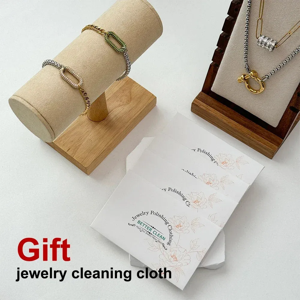 Chunky Stainless Steel Chain with Zircon Charms Necklace