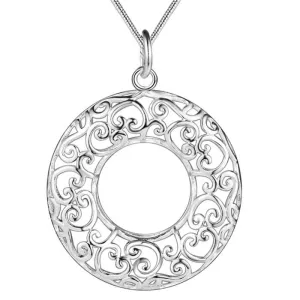 Circle Snake Hollow Flower Plant Pendant Necklace
