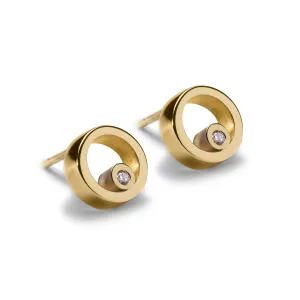 Circles Gold Diamond Stud Earrings