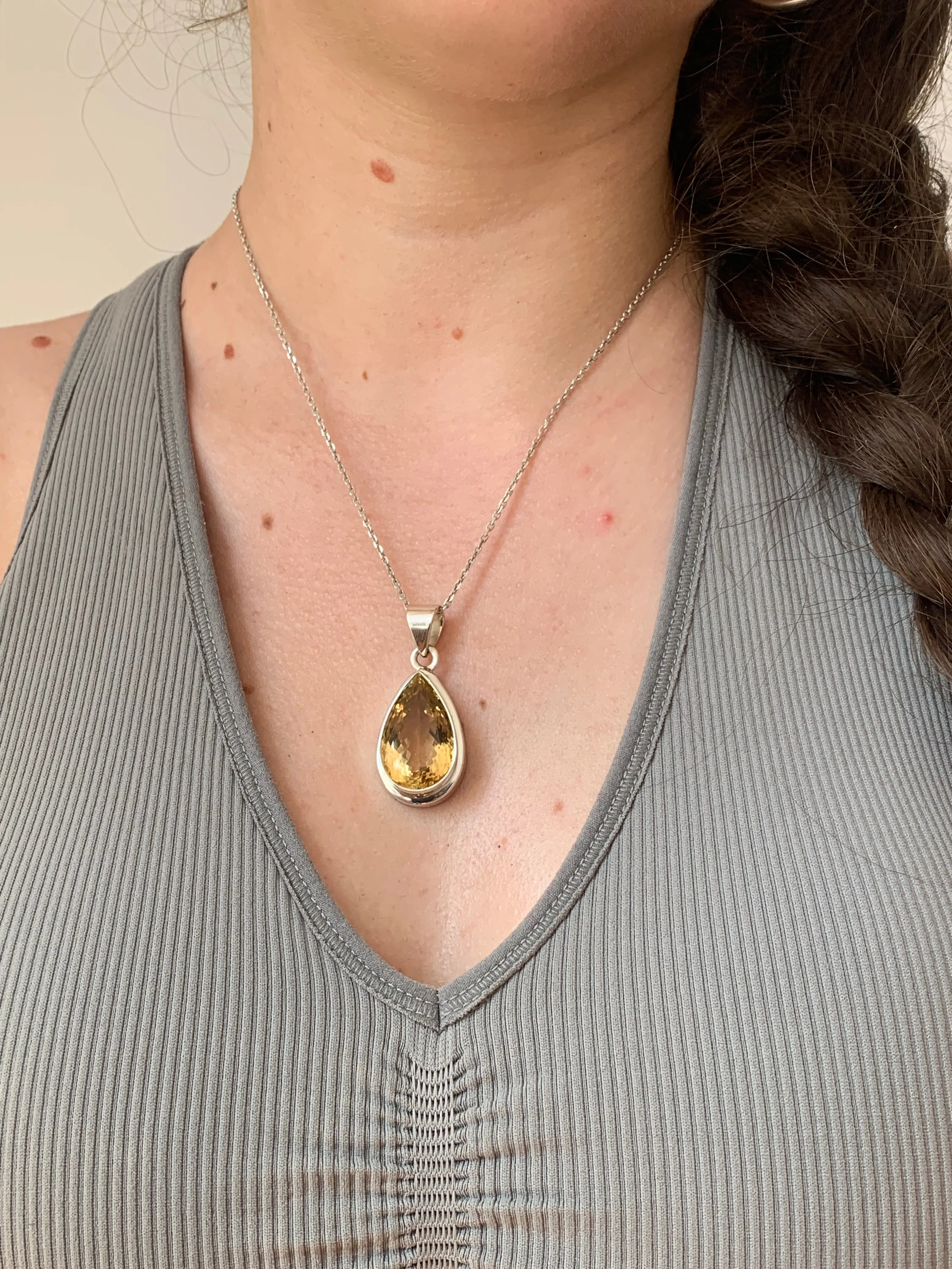 Citrine Ansley Pendant - Large Teardrop