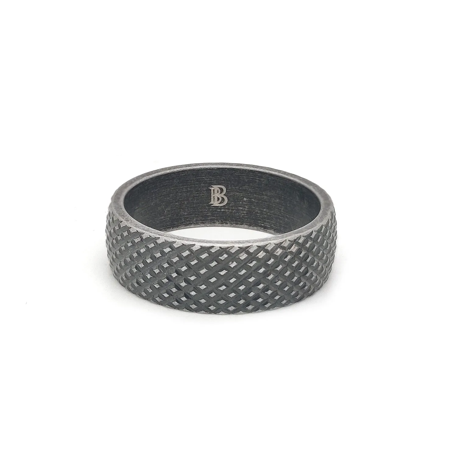 Classic Diamond textured Ring in  Gunmetal finish