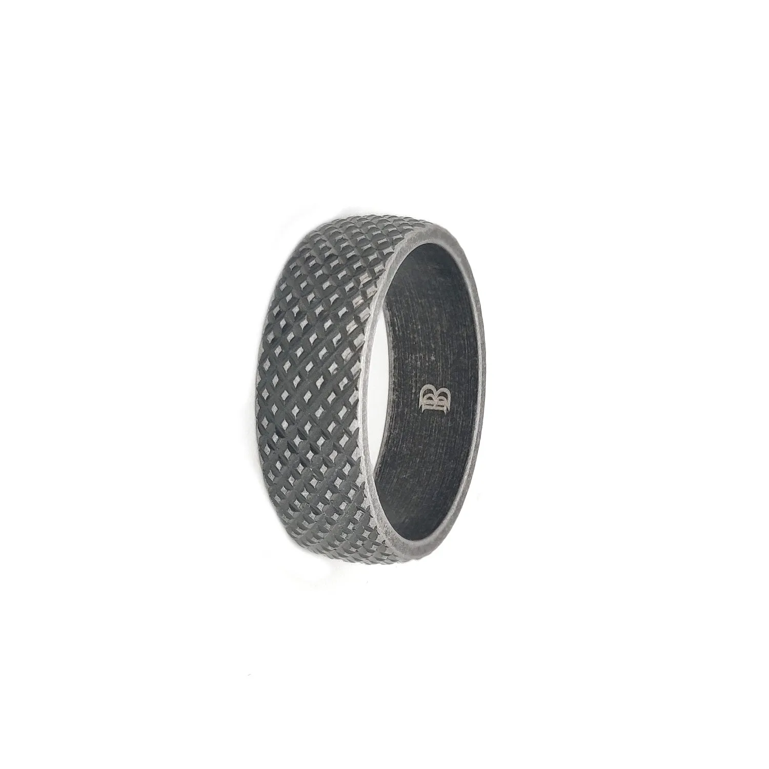 Classic Diamond textured Ring in  Gunmetal finish